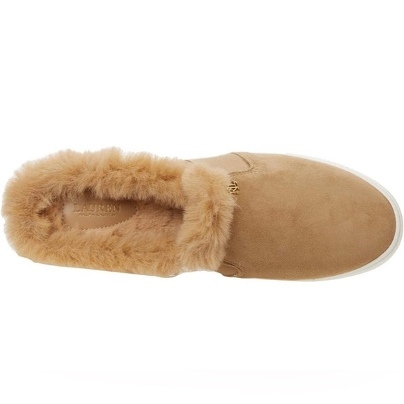 Nib Ralph Lauren Jinny Faux Fur Trim Suede Mule Slippers - Picture 4 of 11